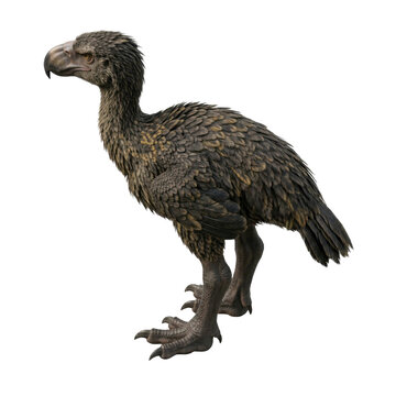 Isolated prehistoric terror bird, extinct giant predatory wildlife, paleontology and paleobiology.