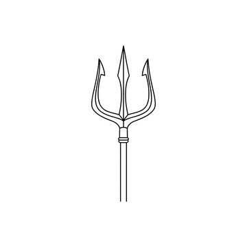 Minimalist thin line trident icon with sharp tines