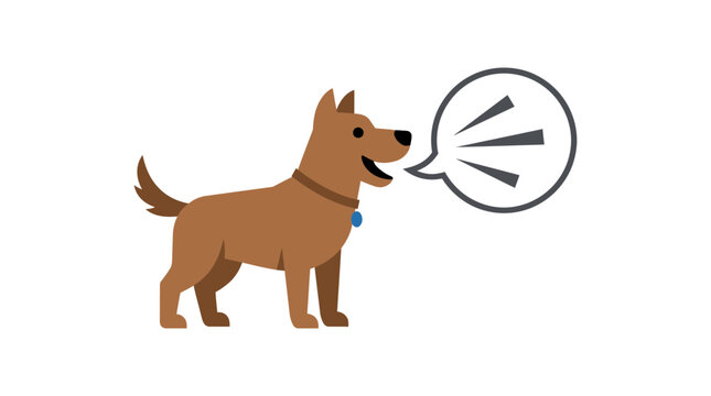 Cartoon dog barking and communicating with speech bubble