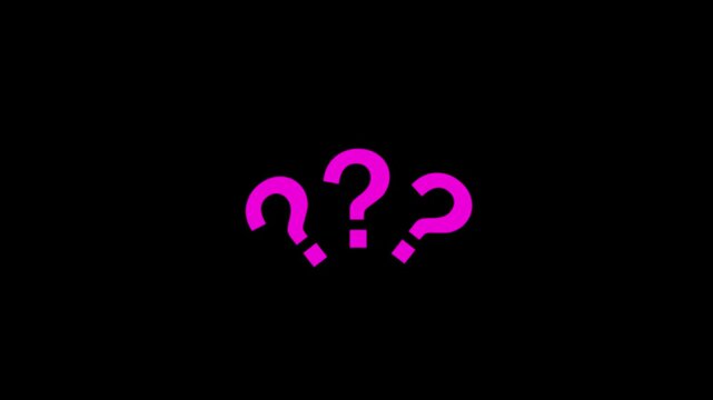 question mark icon 4K loop animation on transparent background. question mark sign, query sign, doubt, ask, confusion symbol, inquiry mark.
