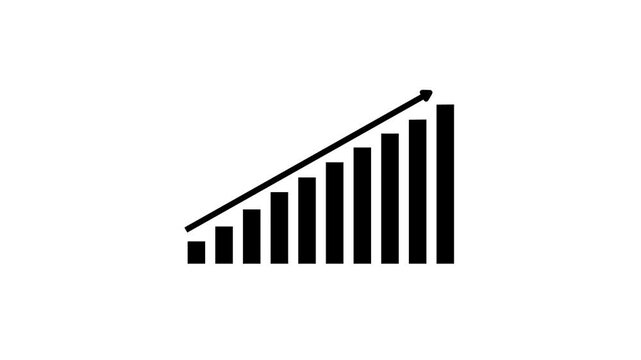 Business chart with growing business concept. Arrow rising on graph symbols. business growth and graph chart icon animation