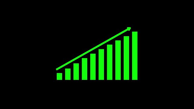 Business chart with growing business concept. Arrow rising on graph symbols. business growth and graph chart icon animation