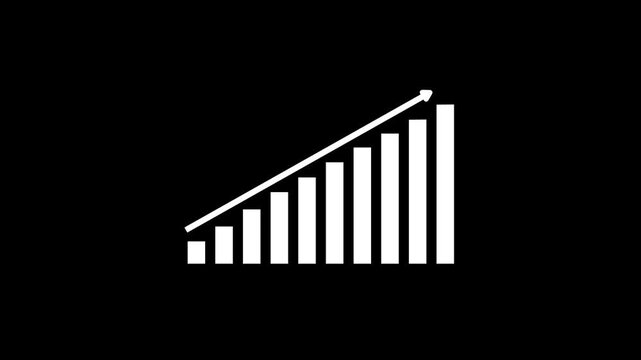 Business chart with growing business concept. Arrow rising on graph symbols. business growth and graph chart icon animation