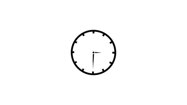Abstract spinning clock icon animation on black background. analog clock animation background