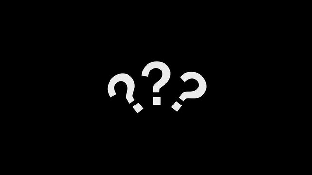 question mark icon 4K loop animation on transparent background. question mark sign, query sign, doubt, ask, confusion symbol, inquiry mark.