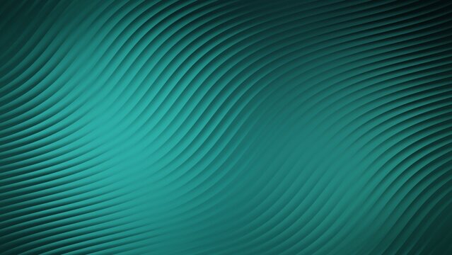 Abstract teal background with curved wavy lines texture, elegant glowing gradient ripples pattern with dark vignette for modern graphic design