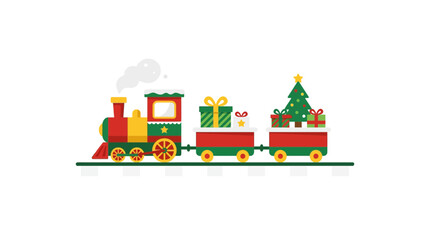 Christmas Train Delivering Gifts and Tree