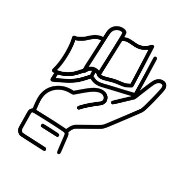 Hand Holding Open Book Education Vector Icon
