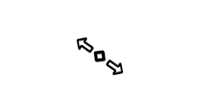 Minimalist resize animation, diagonal arrows symbol for user interface