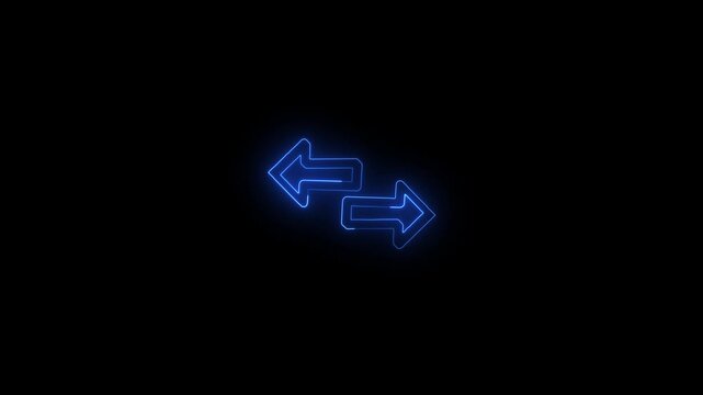 Neon blue glowing double arrow animation for ui and digital interface direction