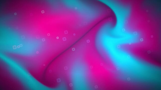 Vibrant Abstract Background Featuring Flowing Pink and Cyan Gradient Waves with Bokeh Particles