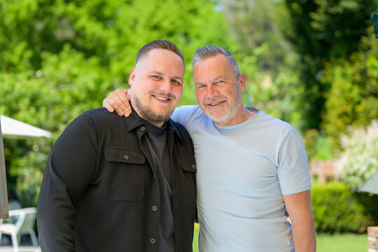 Happy Father Son Portrait Outdoors