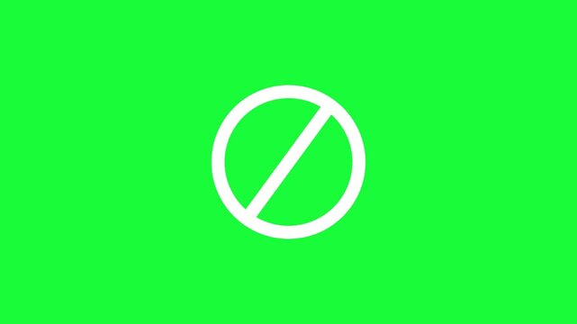 restricted no entry prohibited ban symbol of a red line striking through the centre of a red circle for banned or forbidden actions road sign 4K animation with transparent alpha background