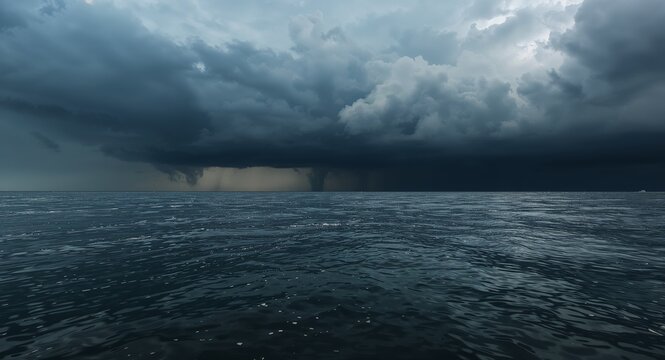seascape and water and storm concept as Churning ocean waters during a storm symbolizing power and challenges; ample copy space for text placement. in  Photo Stock  Concept  and empty space on the lef