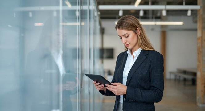 Real estate agent in barren showroom checks figures calculating VAT on real estate deals to ensure correct levies concept as Empty floor blueprint on table property values aligned with legal rates sta
