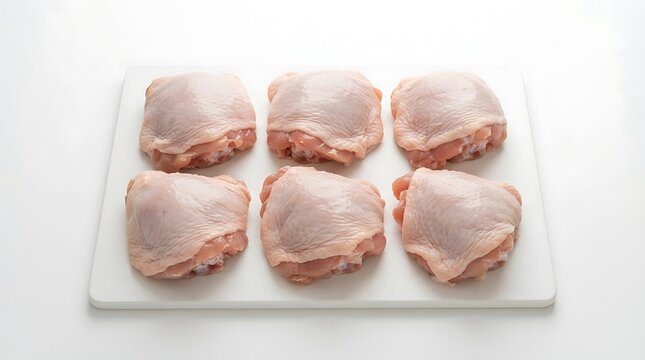 Raw Chicken Thighs on Cutting Board for Meal Preparation and Culinary Recipe Photography