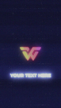 Vertical Glitch Damaged Retro Logo Reveal &ndash; Distorted VHS Noise Scan Line Pixel Brand for Short-Form Video