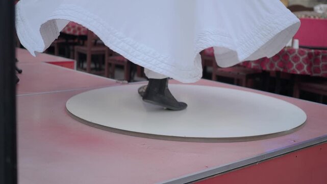 Dancer Performing Traditional Sufi Whirling Dance on Stage