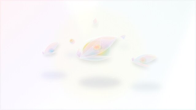 Orthographic 3D Crystalline Toucan Beak Icon Artifact Pods Floating Concept In Frosted Glassmorphism Style On Pure White Background