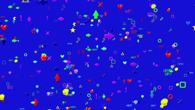 ドット絵のアイコンのポップなゲームの世界　前進　ループ