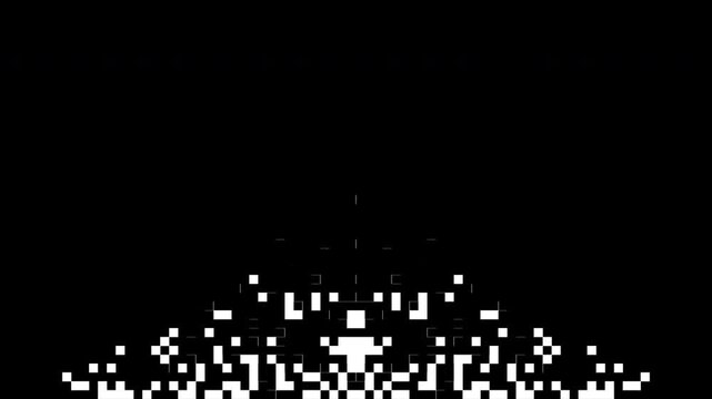 Pixelated Symmetrical Transition with Black and White Digital Square Blocks Animation for Motion Graphics Background 4k video