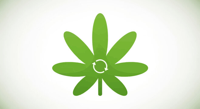 Green cannabis leaf icon with a circular refresh symbol in the center.