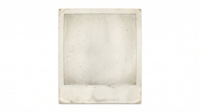 Vintage aged Polaroid frame with a textured off-white center on white