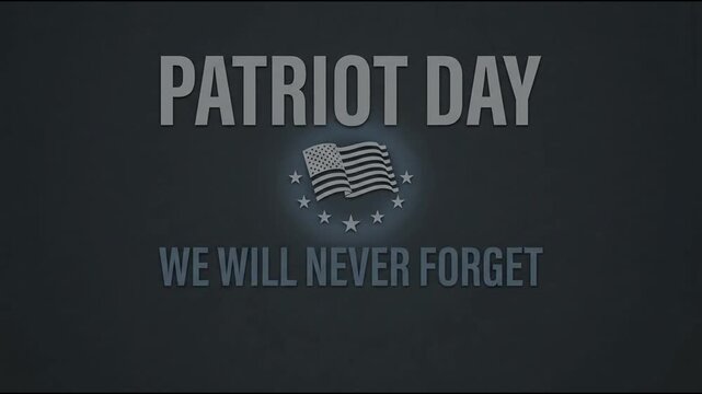 Patriot Day memorial animation with American flag and remembrance text