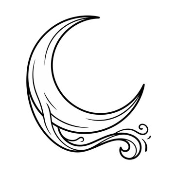 Crescent Moon with Swirling Lines