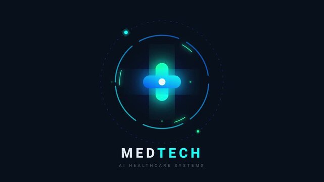 MedTech AI Healthcare Systems Animated Logo, Health Tech UI Concept