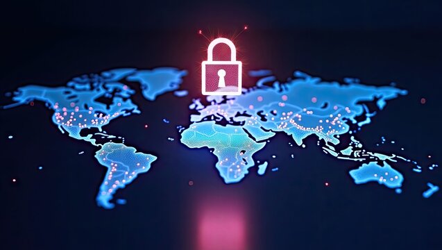 Global cybersecurity protection secure data network safety concept