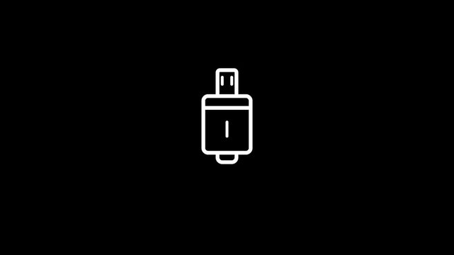 Minimalist Micro USB Cable Connection Loading Animation with Percentage Progress