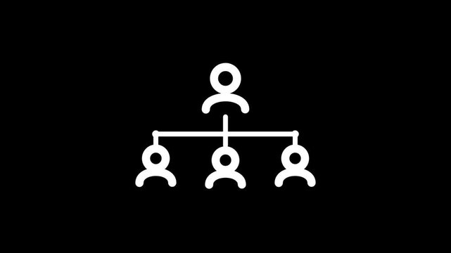 Minimalist Corporate Hierarchy Organization Chart Animation on Black Background