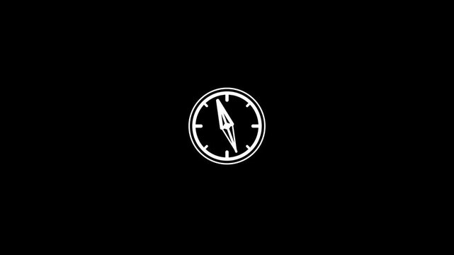 Minimalist White Compass Icon Loading Animation Sequence Against Black Background