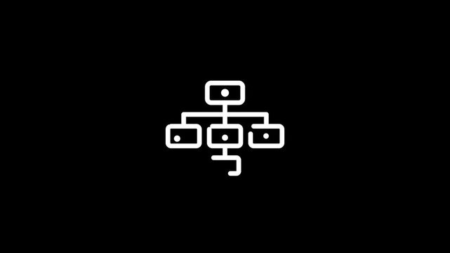 Minimalist White Line Art Animation Showing A Hierarchical Tree Diagram