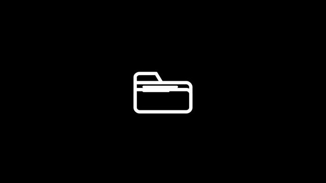 Minimalist digital folder icon animation on a clean dark background interface