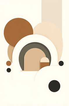 Abstract minimalist composition with layered geometric shapes in earthy tones.