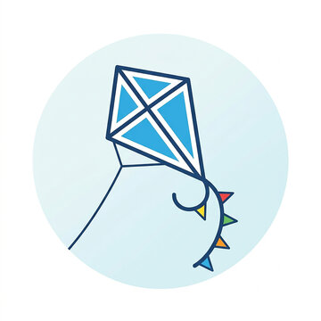 Colorful diamond kite flying in clear sky with streamlined vector design for branding