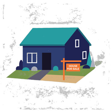 House for sale vector illustration with real estate sign