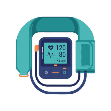 Digital blood pressure monitor showing health vitals