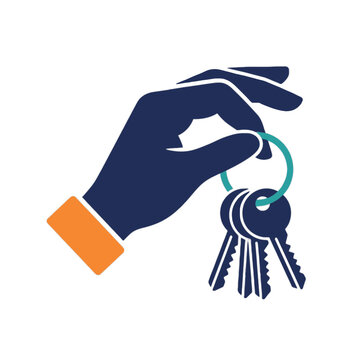 Human hand holding a set of keys on a ring for property access