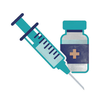 Medical syringe and vaccine vial vector for healthcare concepts