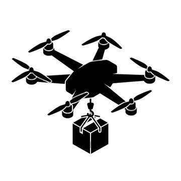 Industrial delivery drone carrying a package