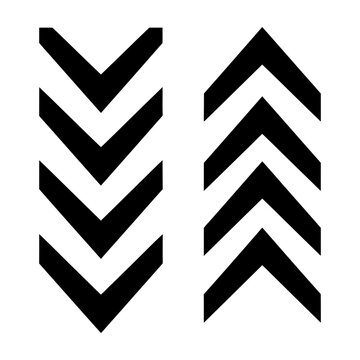 Set of black chevron arrow icons on white background. Navigation symbols for web.