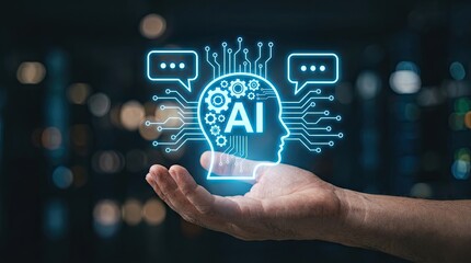 Fototapeta premium Artificial Intelligence AI Technology Concept with Digital Brain and Network Connections