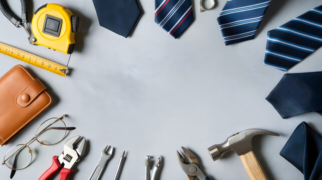Pixelated colorful objects and tools on plain surface