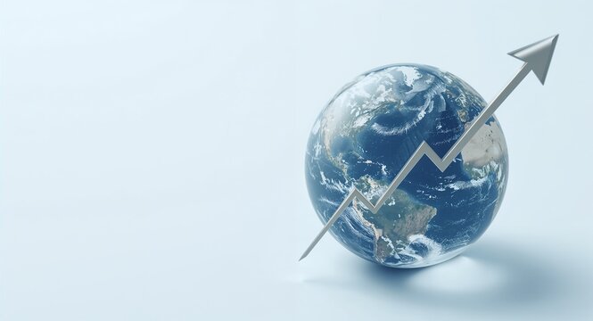 Crystal Earth On Stock market Graph Global Economy with copy space on left, featuring Stock Graph and Global Finance, with Stock Market Visualization, for websites and presentations, for editorial use