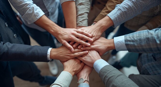 Close up of young people putting their hands together team with stack of hands showing unity and teamwork, featuring Putting Hands Together and Close-Up Teamwork, with Young Team, for web use, web use