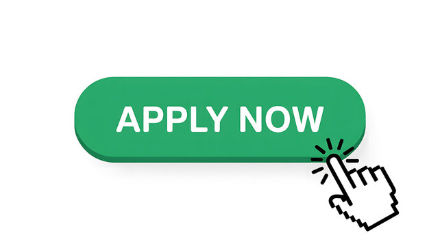 Apply Now button with a pixelated hand cursor clicking on it image photo 