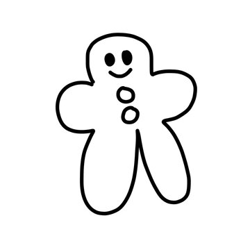 Gingerbread man cookie outline doodle illustration